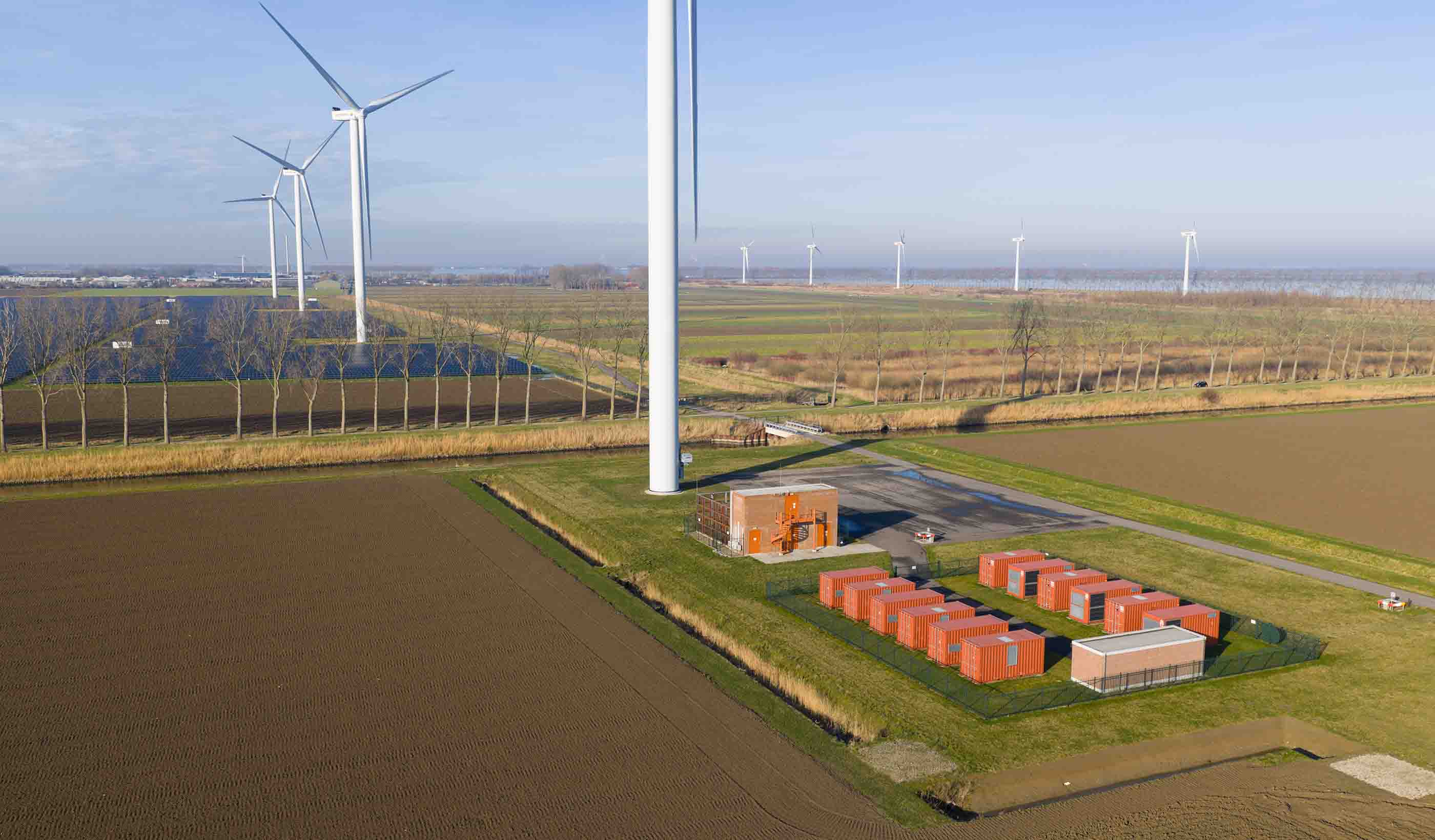 Wind turbines in rural farmland